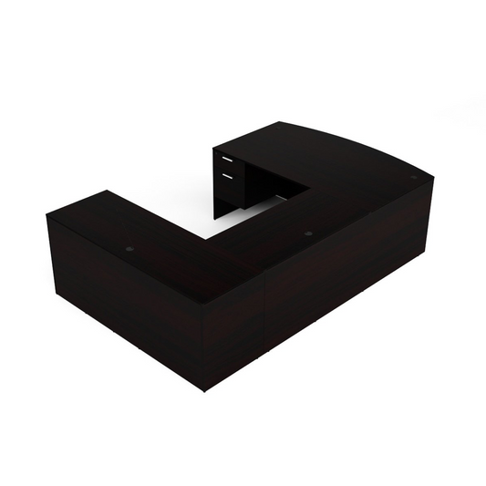 i5 Industries Kai U Shaped Bow Front Desk with Double Suspended Pedestals, 71″ x 108″
