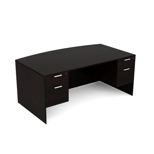 i5 Industries Kai Bow Front Desk with Double Suspended Pedestals, 36″ x 71″