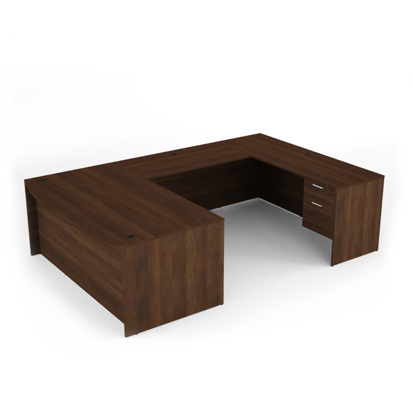 i5 Industries Kai U Shaped Bow Front Desk with Double Suspended Pedestals, 71″ x 108″