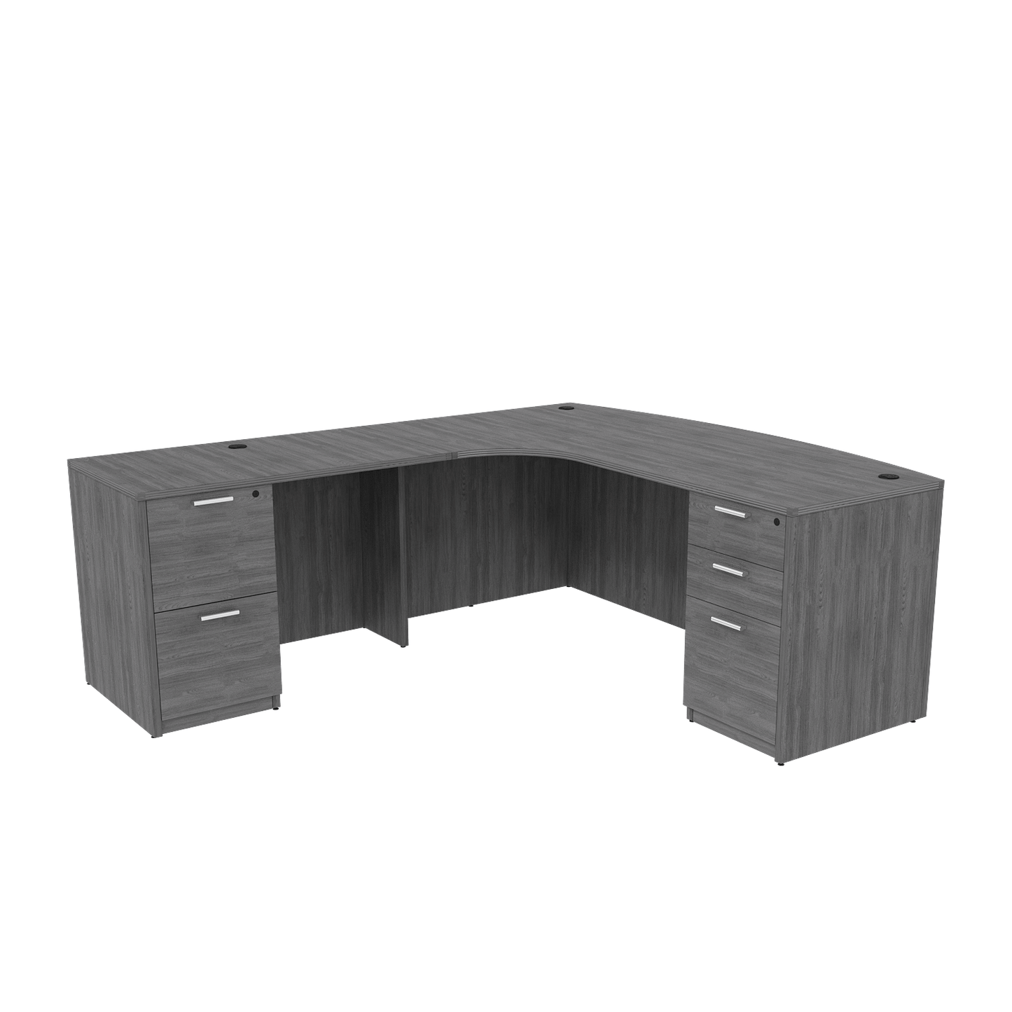 i5 Industries Kai L Shaped Left-Handed Extended Bow Front Desk with Double Full Pedestals, 71″ x 90″