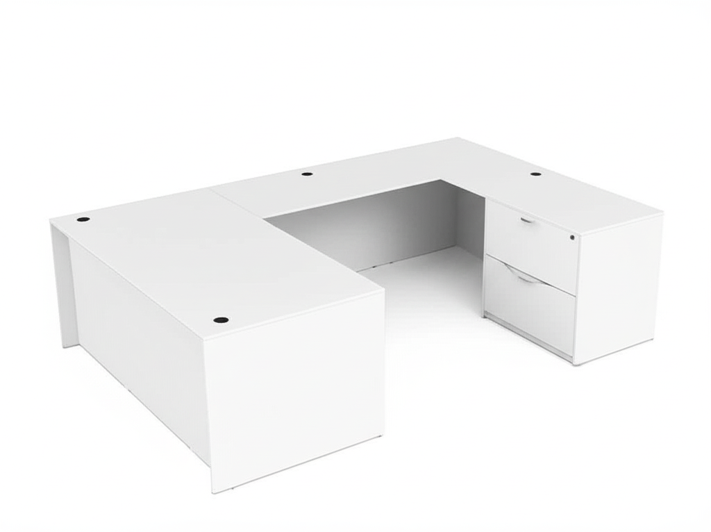 i5 Industries Kai U Shaped Desk with Full Pedestal and Lateral File, 71″ x 102″ (71″ W Desk, 48″ W Bridge)