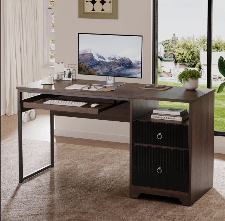 55'' Home Office Computer Desk with File and Storage Drawers
