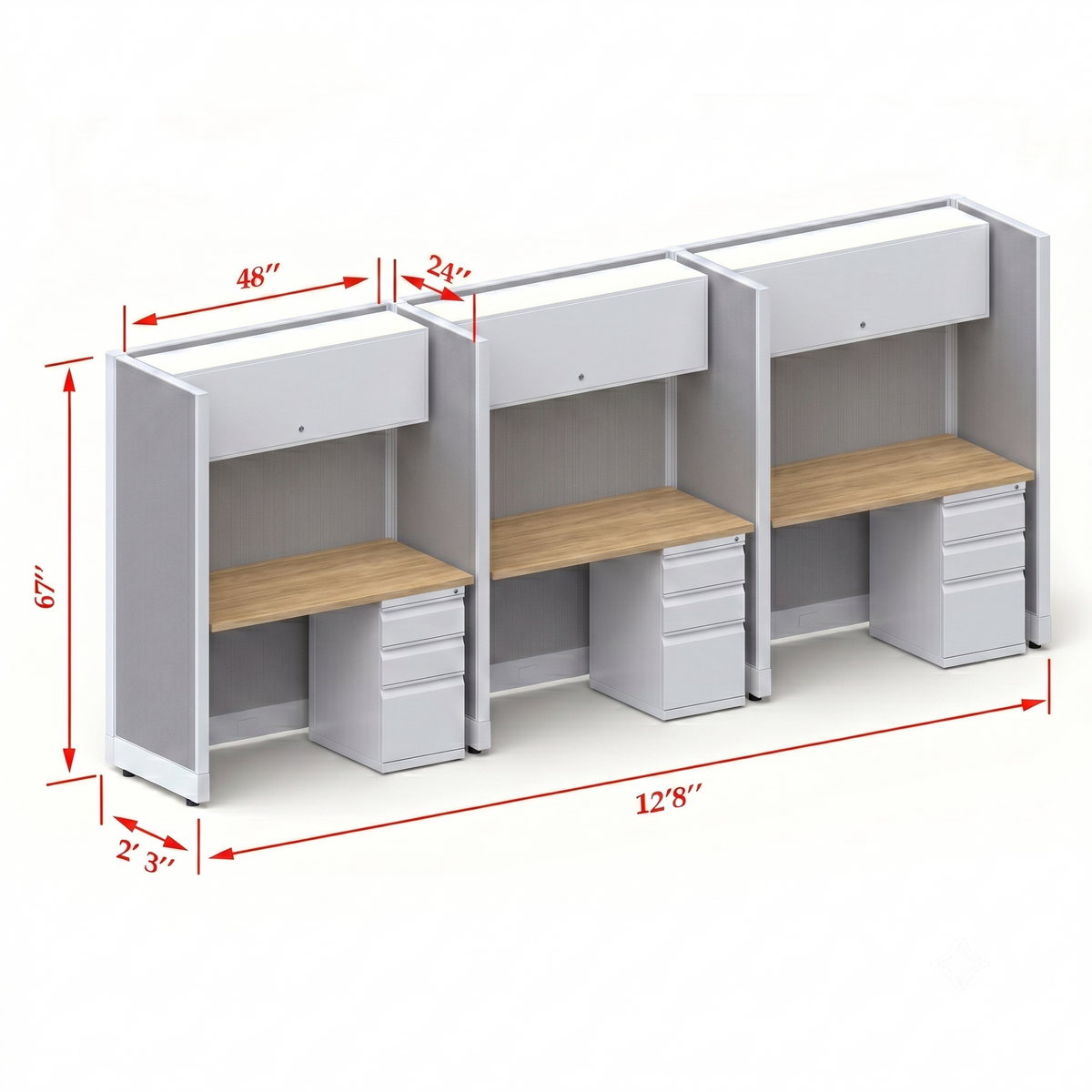 Cubicle Stations 67H 3pack Inline