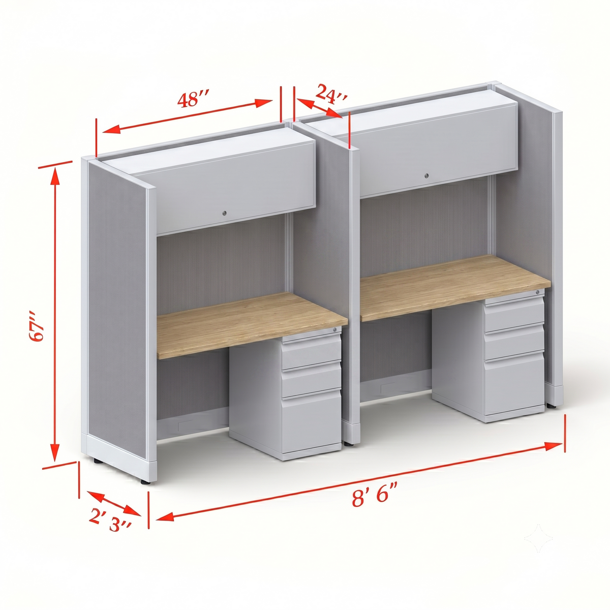 Cubicle Stations 67H 2pack Inline