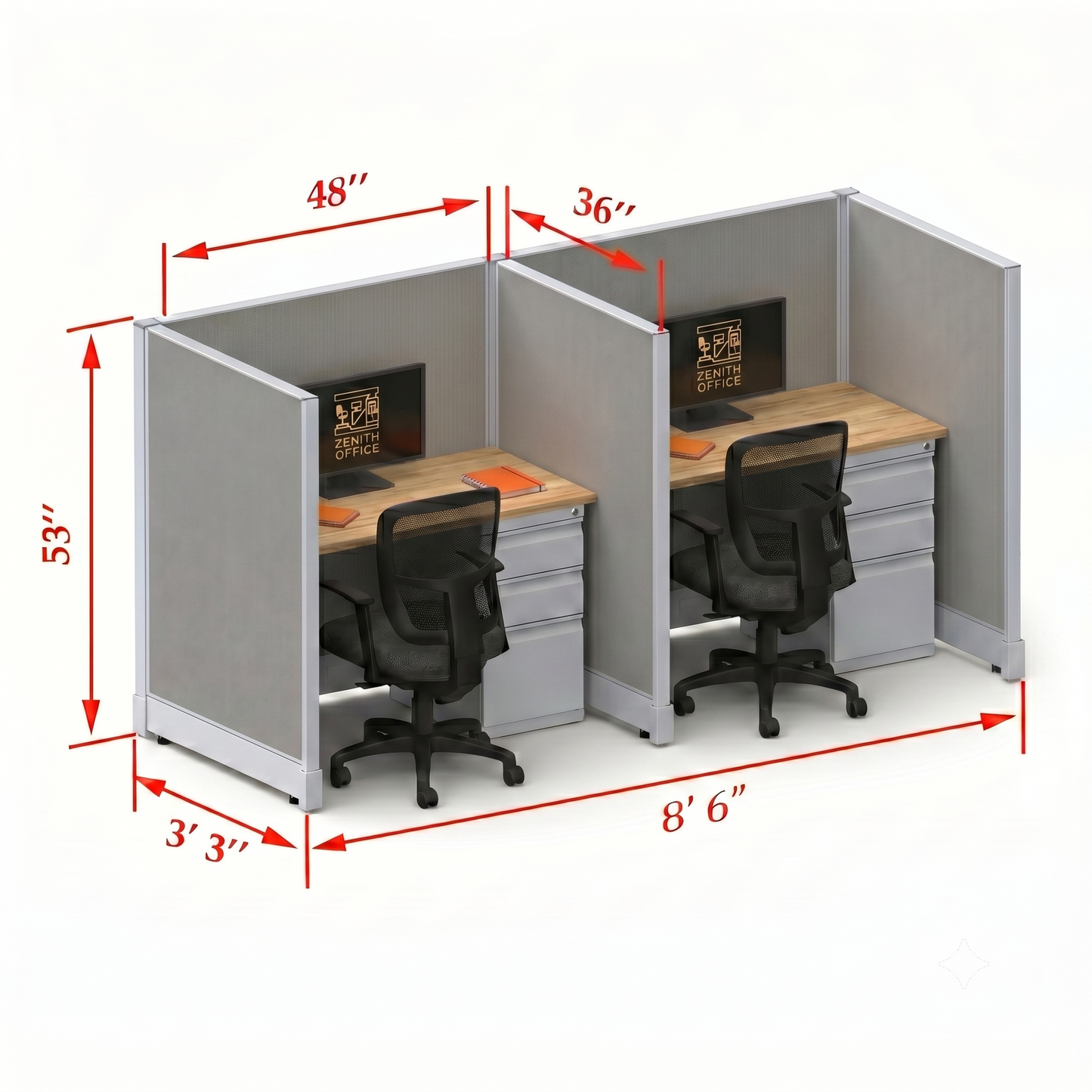 Office Cubicle Desk 53H 2pack Inline