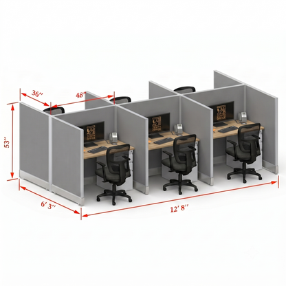 Office Cubicle Desk 53H 6pack Cluster