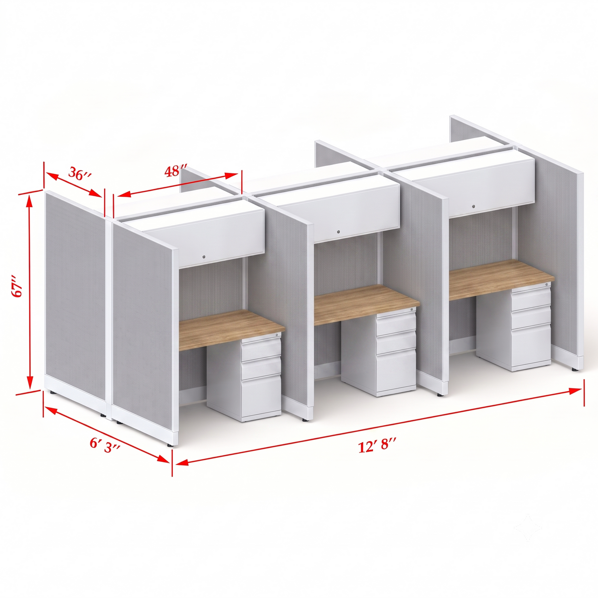 Cubicle Stations 67H 6pack Cluster