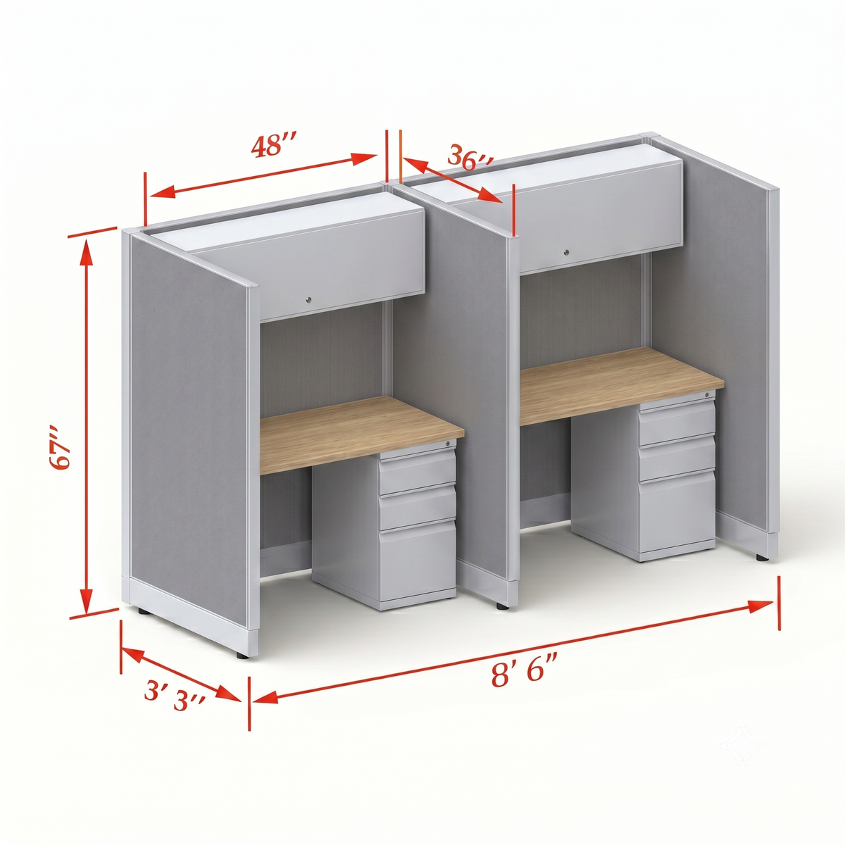 Cubicle Stations 67H 2pack Inline