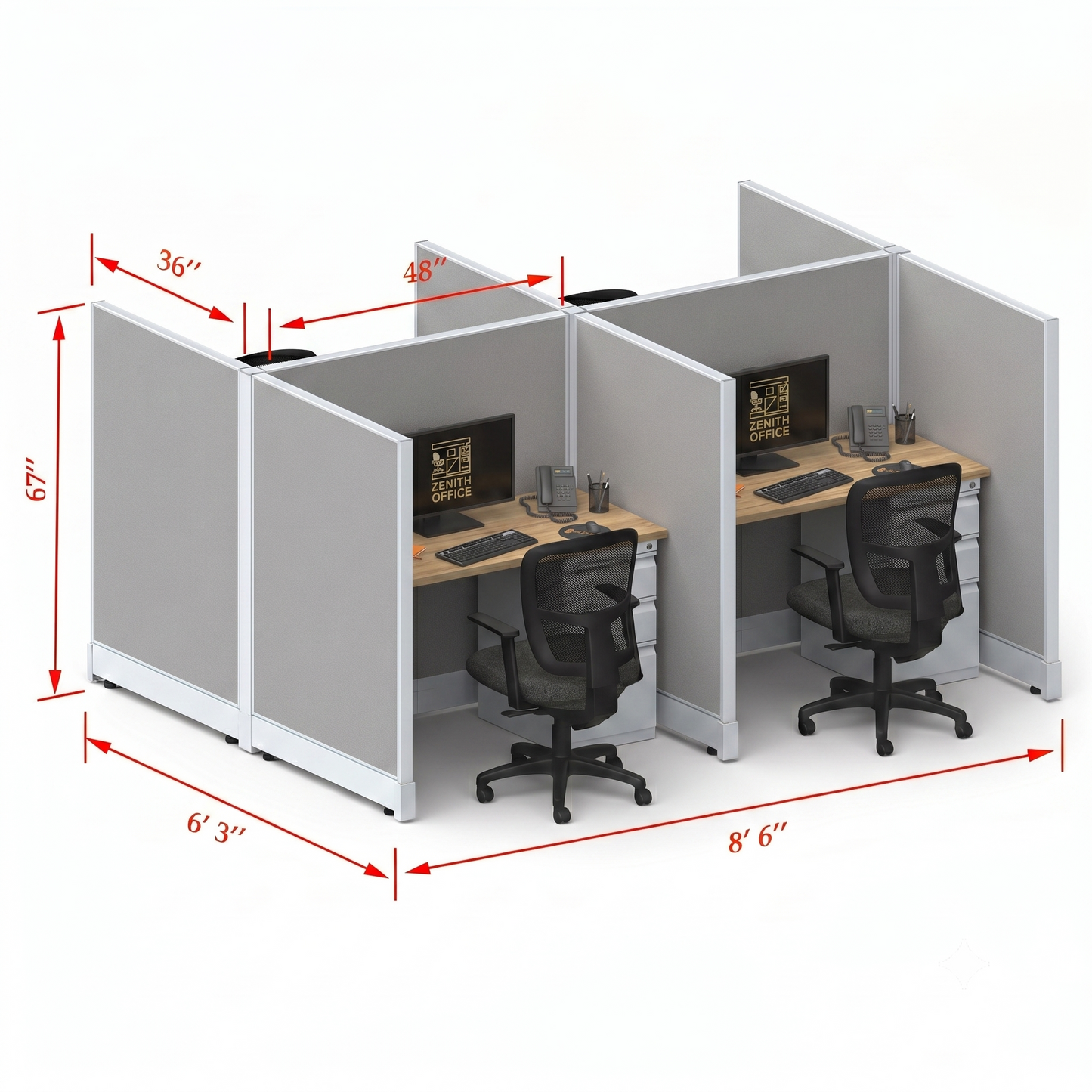 Office Cubicle Desk 53H 4pack Cluster