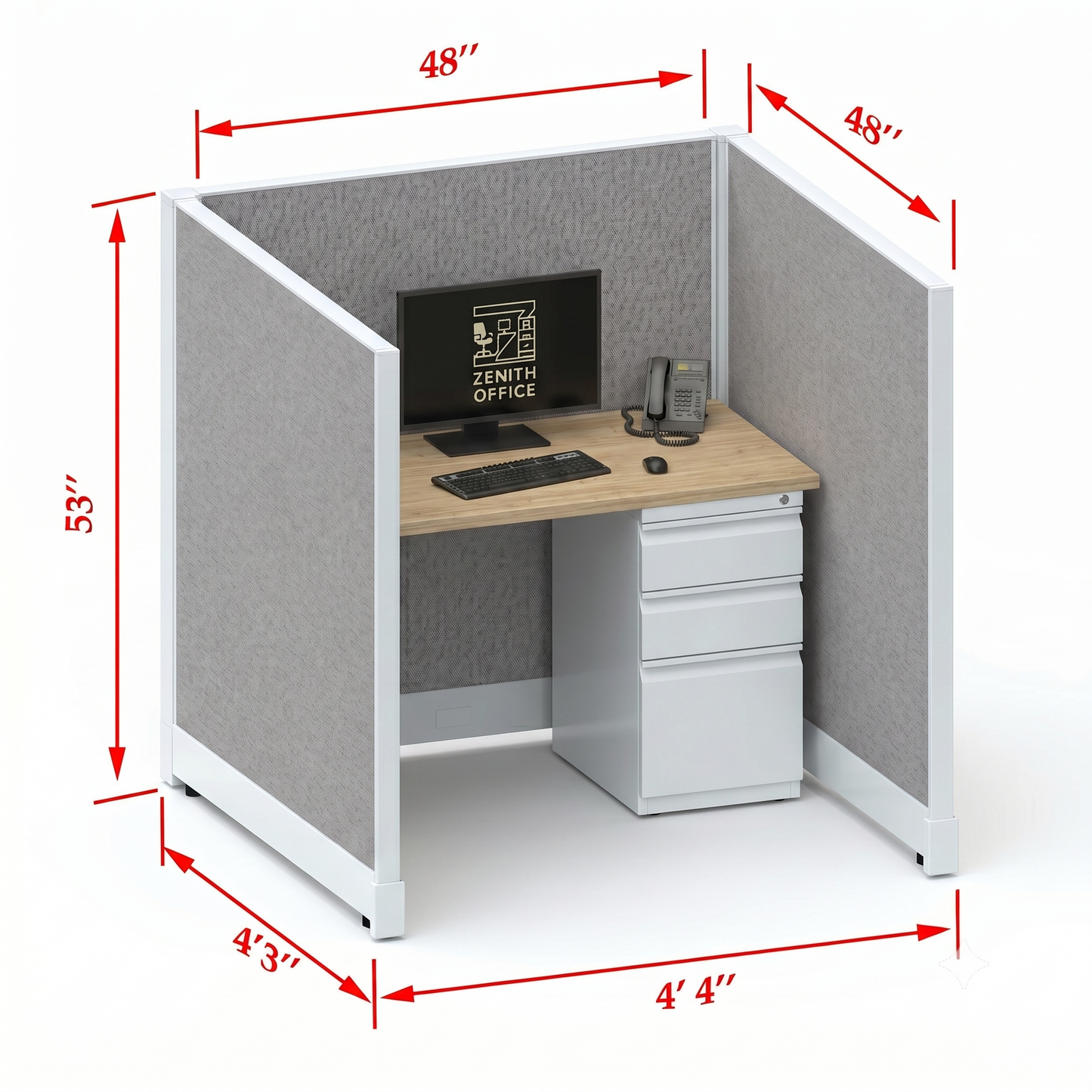 Office Cubicle Desk 53H Single