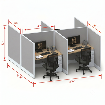 Office Cubicle Desk 53H 4pack Cluster