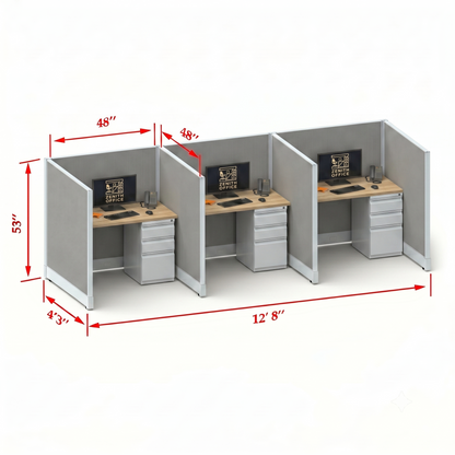 Office Cubicle Desk 53H 3pack Inline