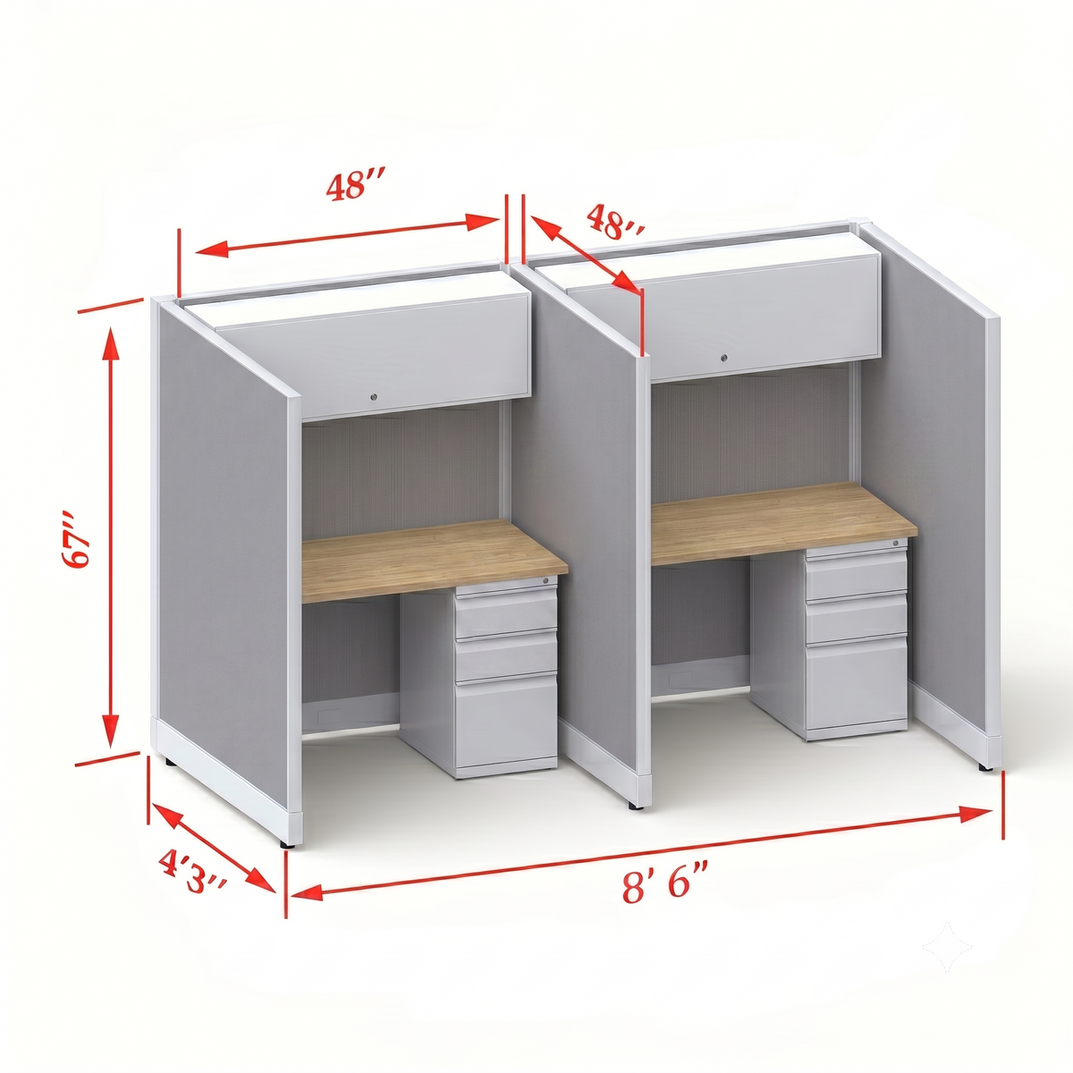 Cubicle Stations 67H 2pack Inline