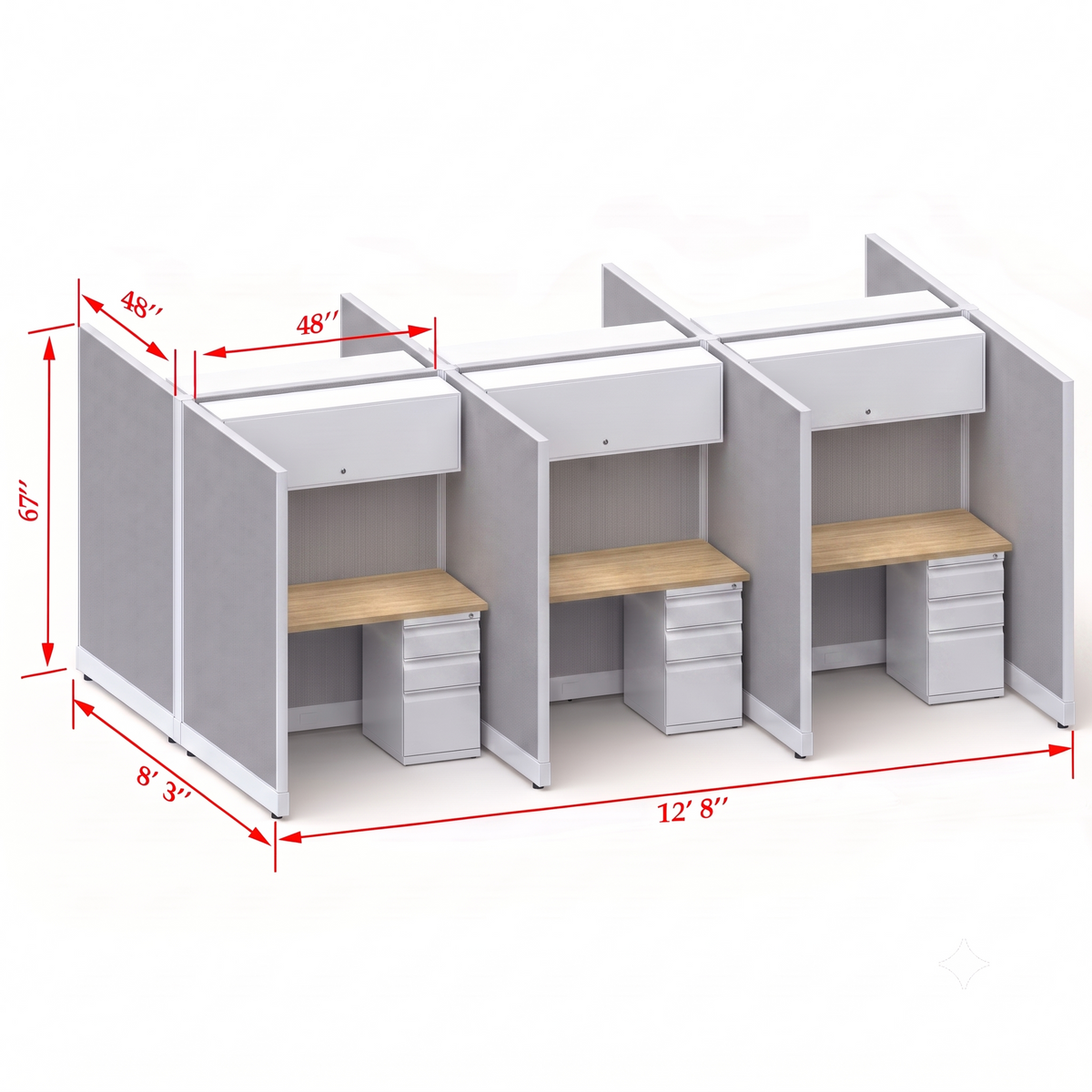 Cubicle Stations 67H 6pack Cluster