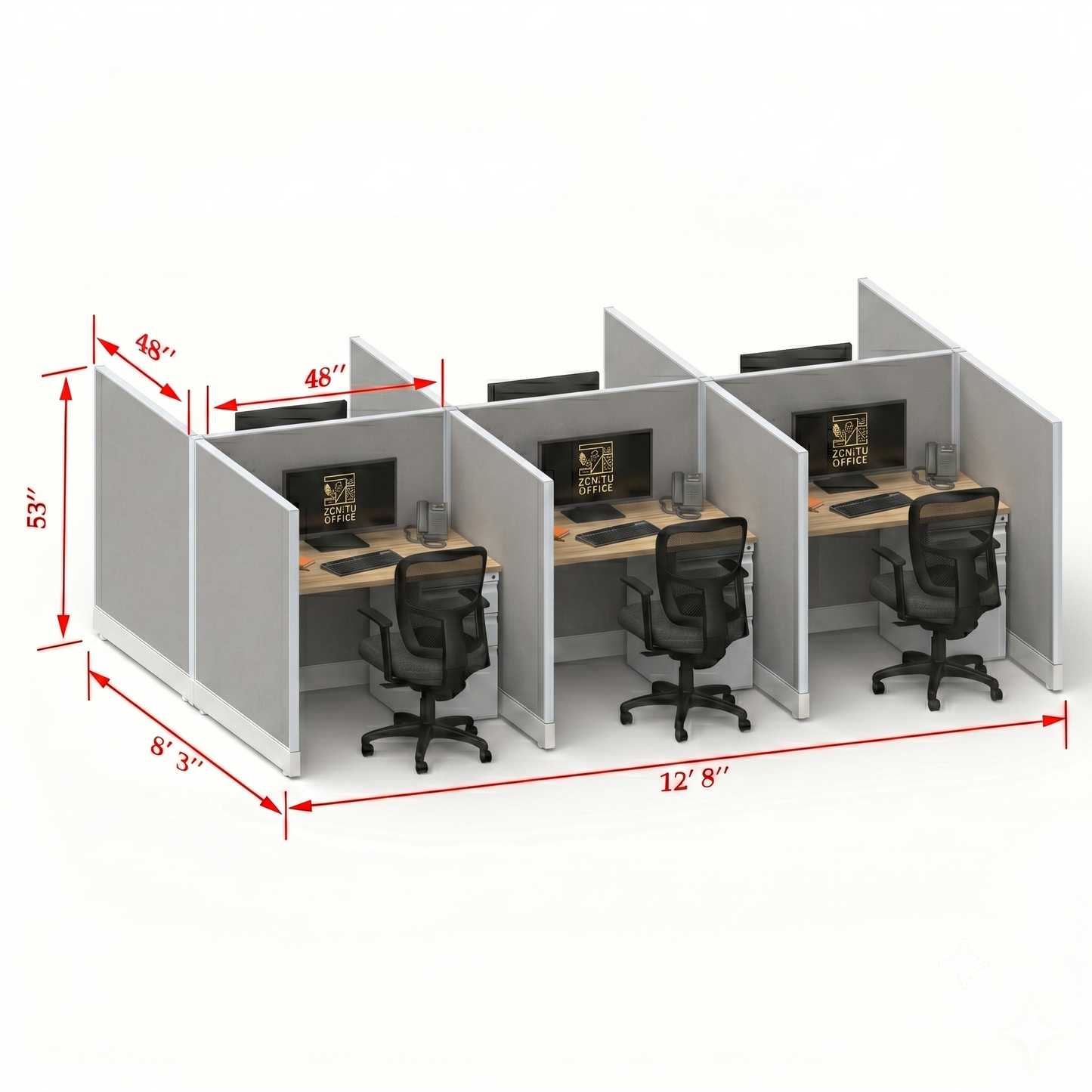 Office Cubicle Desk 53H 6pack Cluster