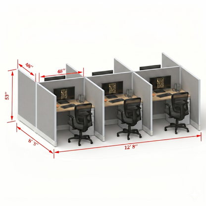 Office Cubicle Desk 53H 6pack Cluster