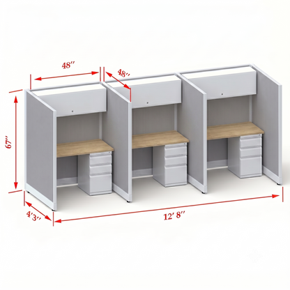Cubicle Stations 67H 3pack Inline