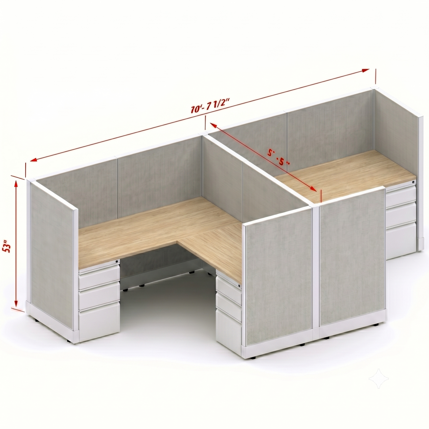 Workstation Desk 53H 2pack cluster
