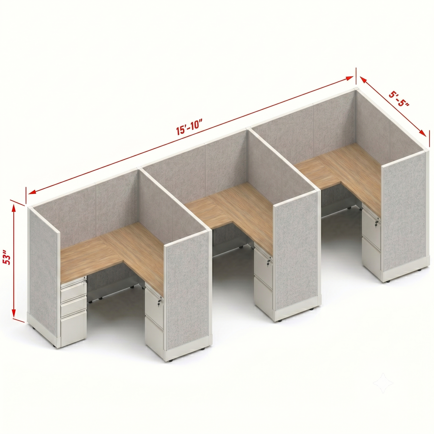Workstation Desk 53H 3pack inline