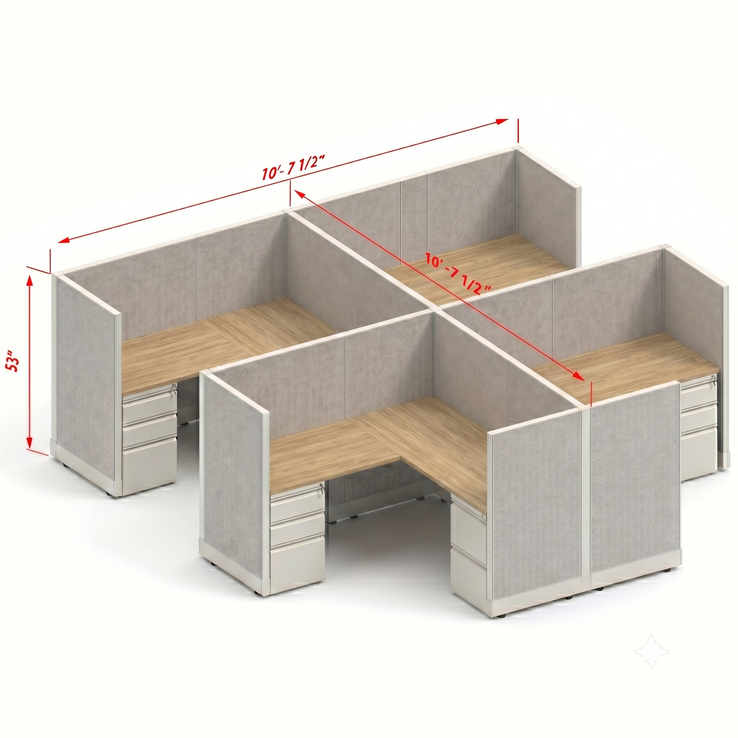 Workstation Desk 53H 4pack cluster