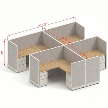 Workstation Desk 53H 4pack cluster