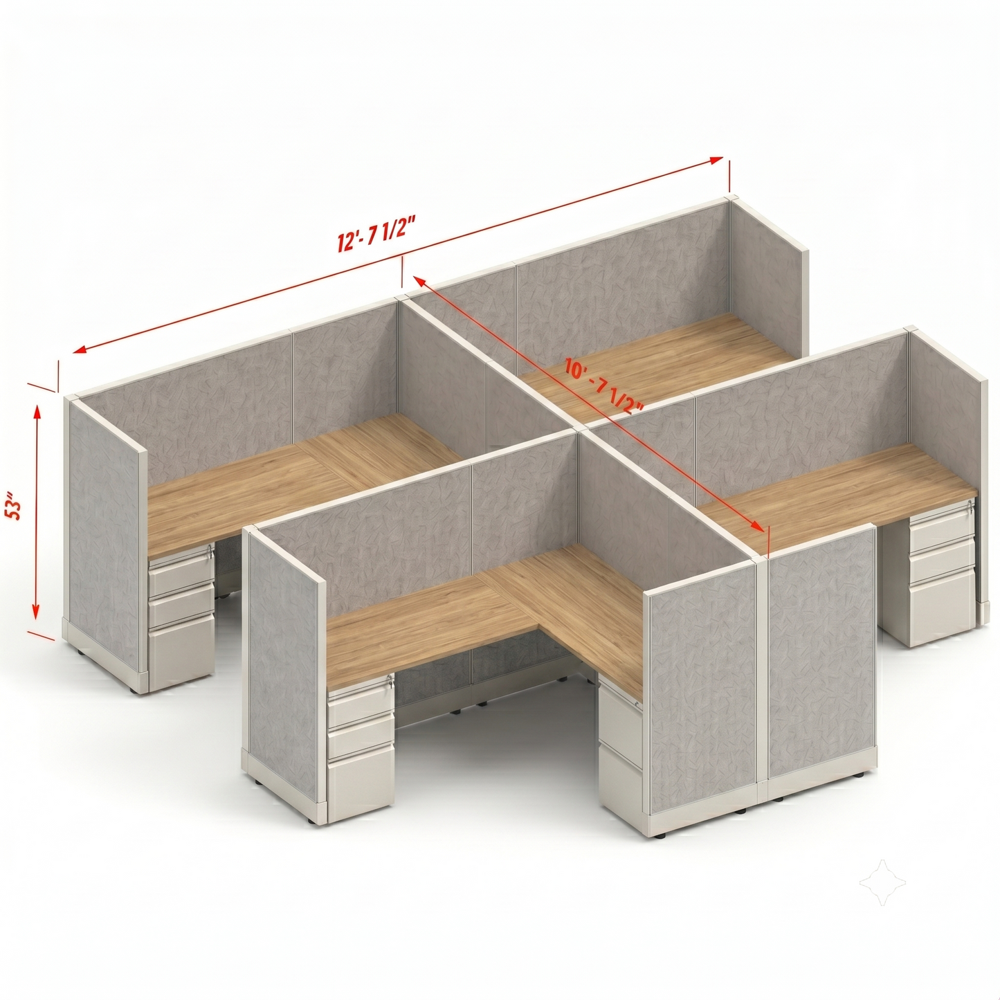 Workstation Desk 53H 4pack cluster