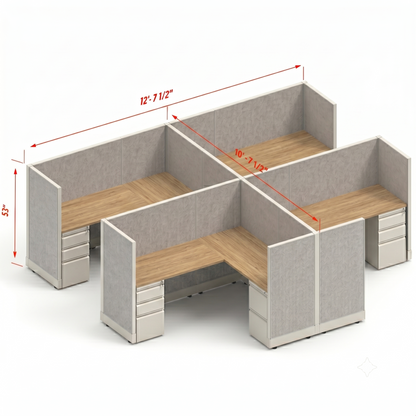 Workstation Desk 53H 4pack cluster