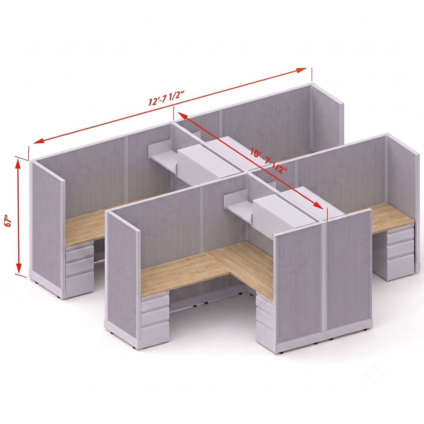 Workstation Desk 67H 4pack cluster
