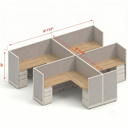Workstation Desk 53H 4pack cluster