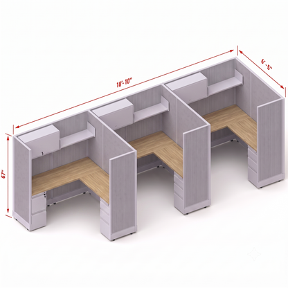 Workstation Desk 67H 3pack inline