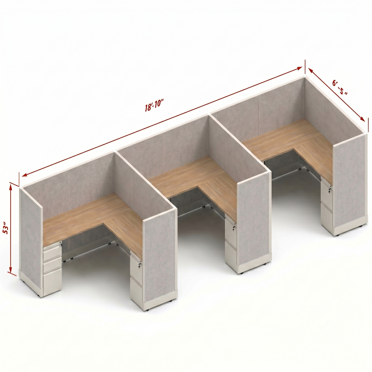 Workstation Desk 53H 3pack inline