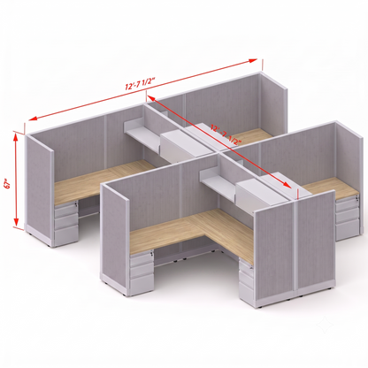 Workstation Desk 67H 4pack cluster