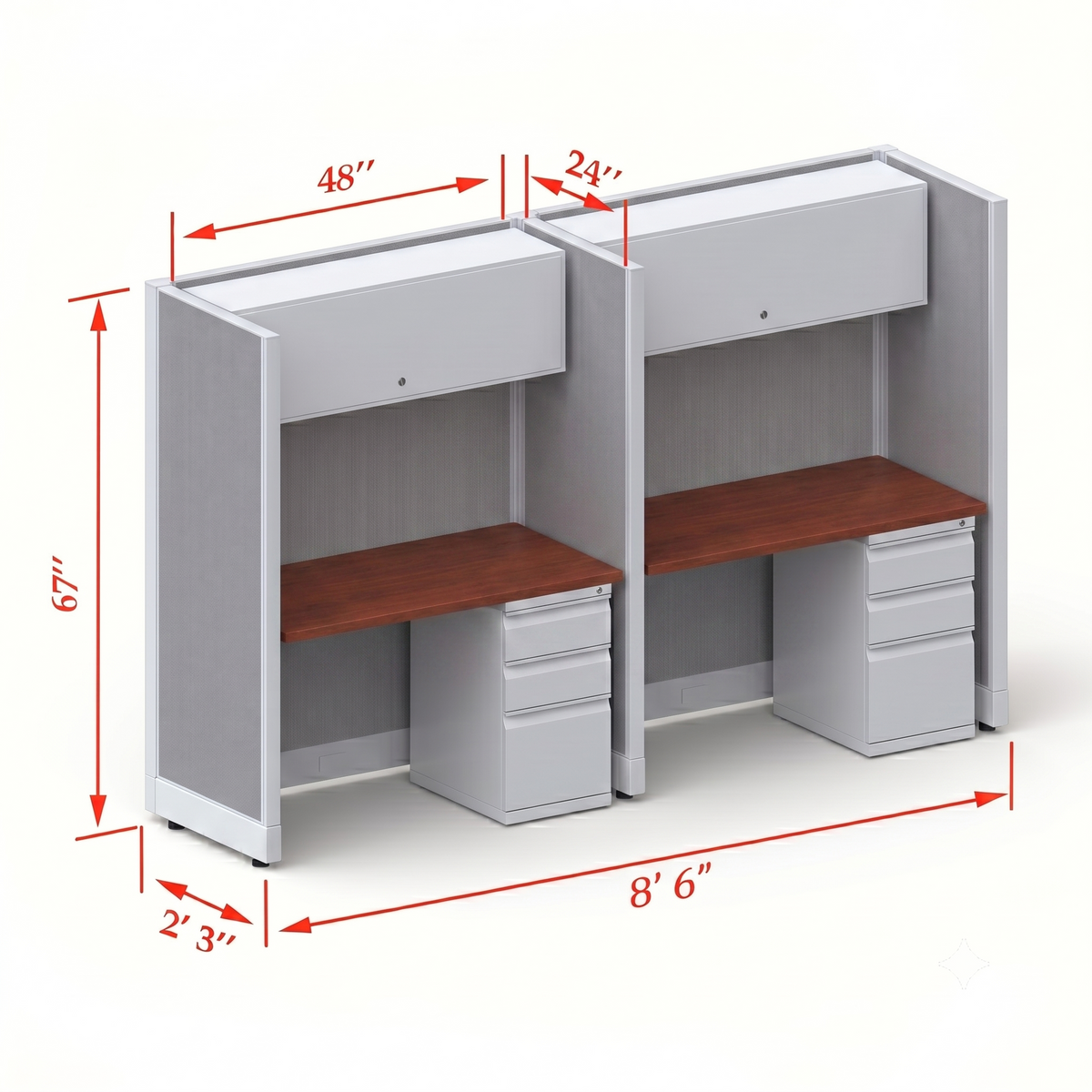 Cubicle Stations 67H 2pack Inline