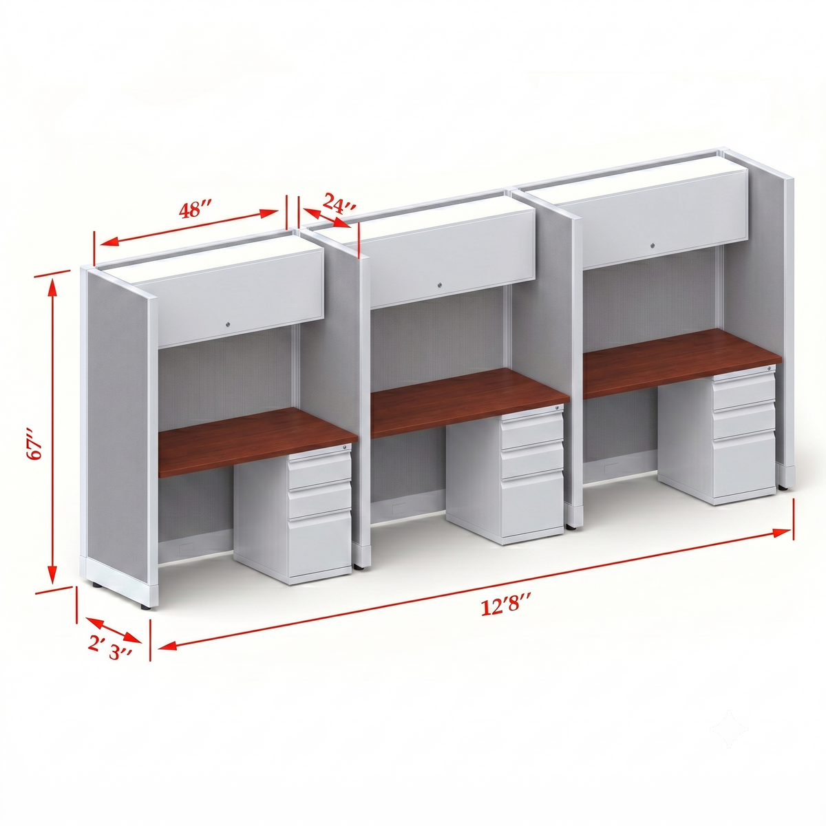 Cubicle Stations 67H 3pack Inline