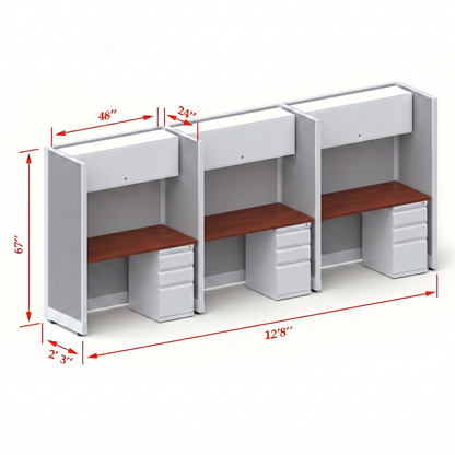 Cubicle Stations 67H 3pack Inline