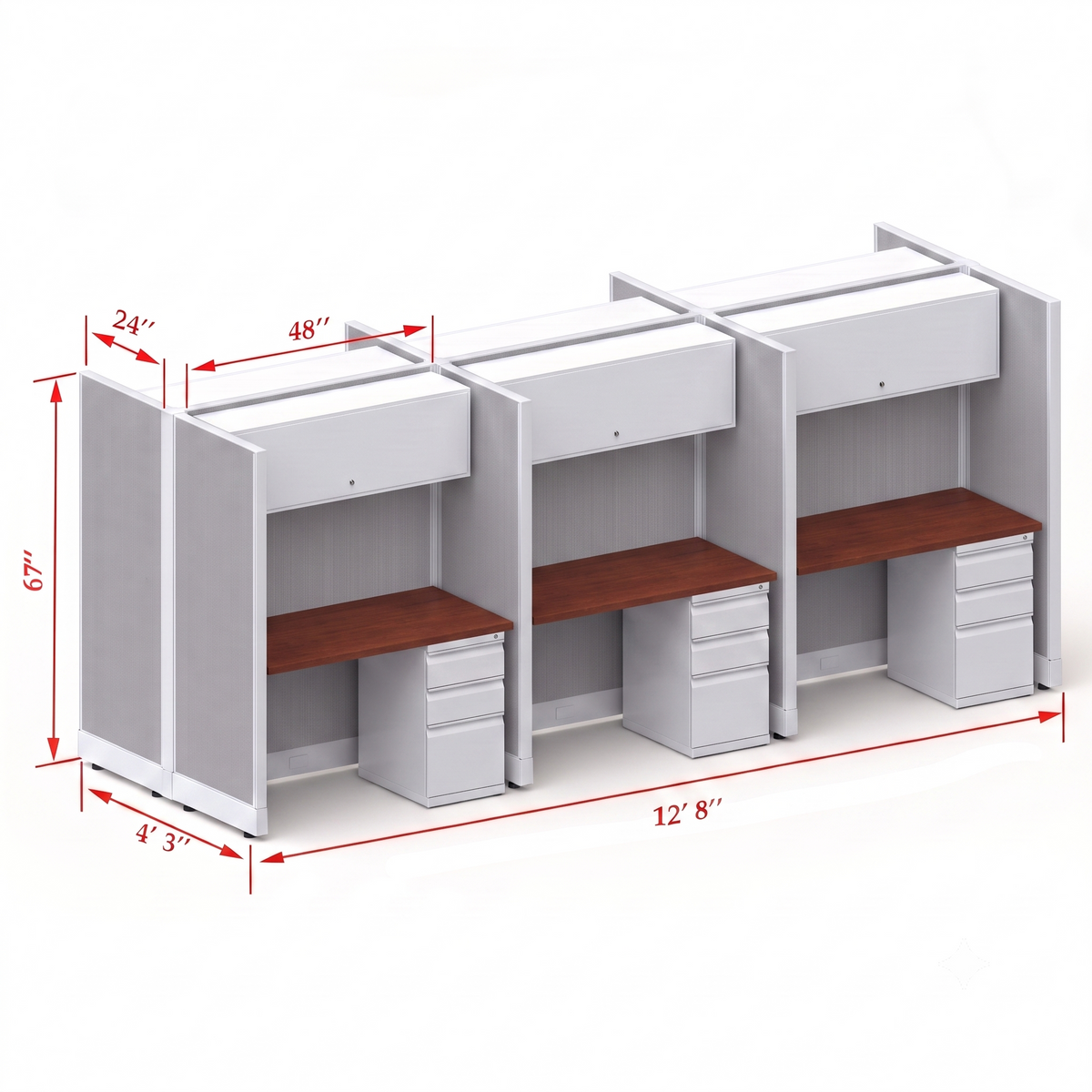 Cubicle Stations 67H 6pack Cluster
