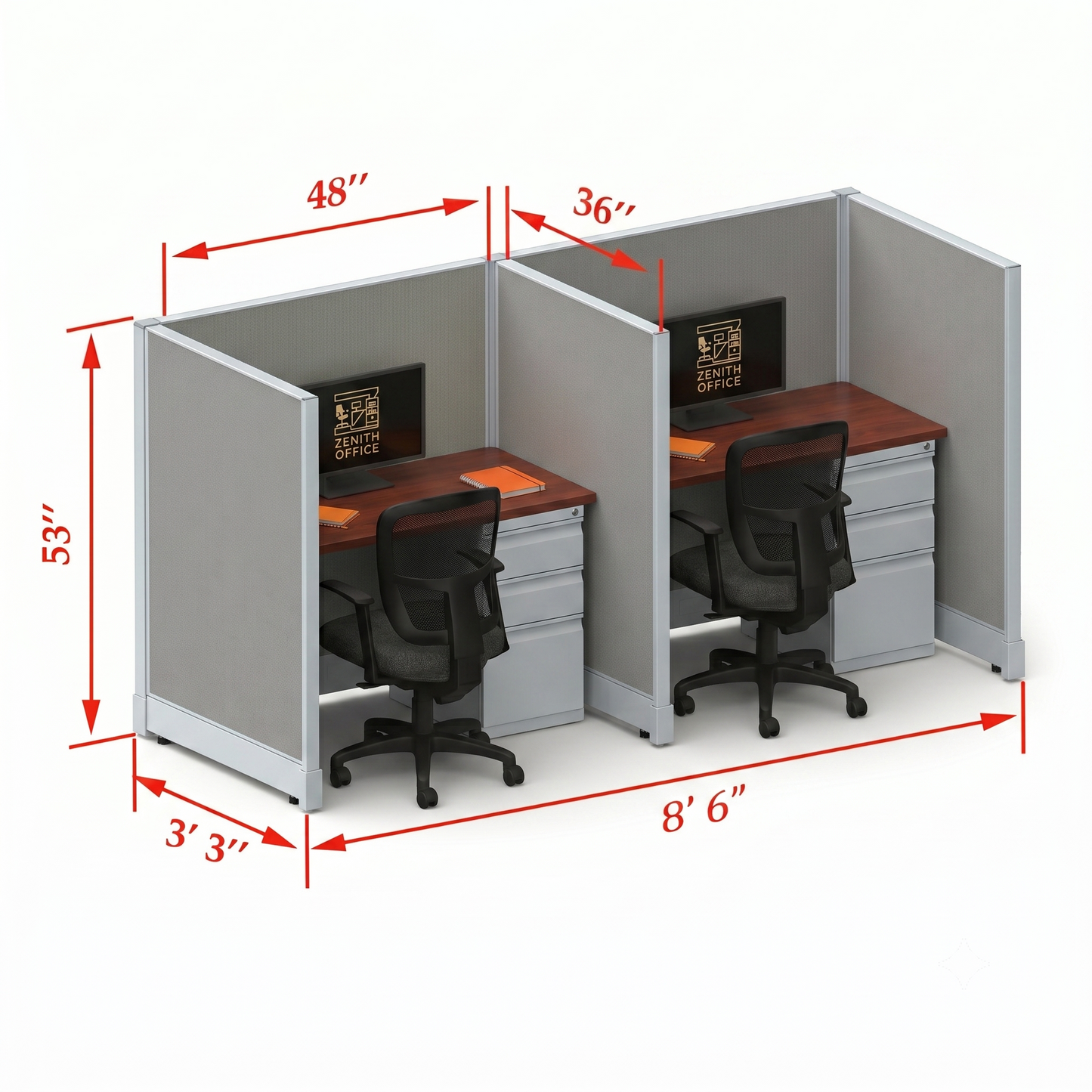 Office Cubicle Desk 53H 2pack Inline
