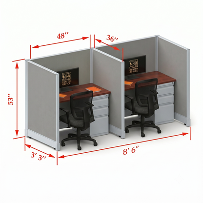 Office Cubicle Desk 53H 2pack Inline
