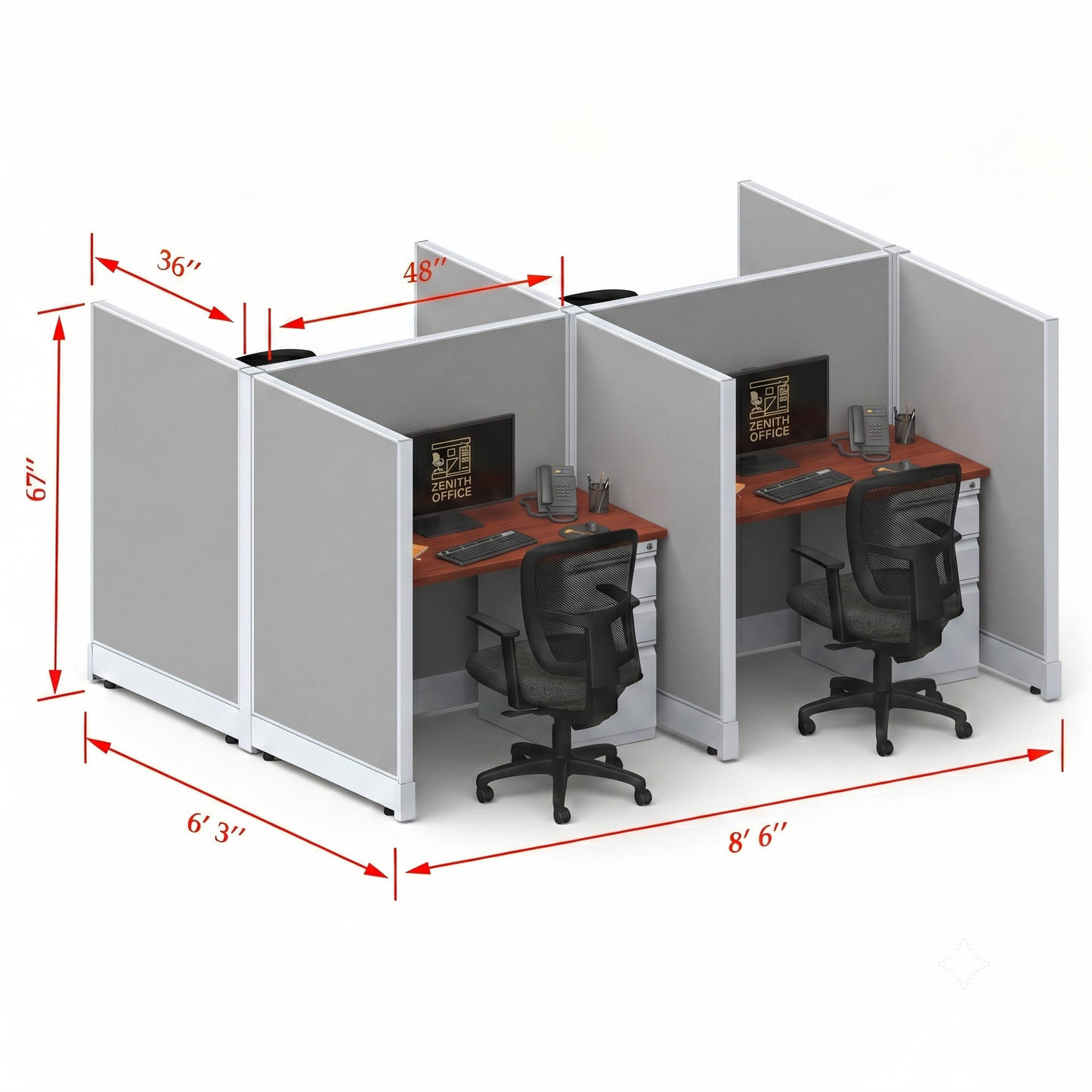 Office Cubicle Desk 53H 4pack Cluster