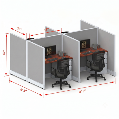 Office Cubicle Desk 53H 4pack Cluster