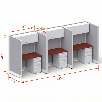 Cubicle Stations 67H 3pack Inline