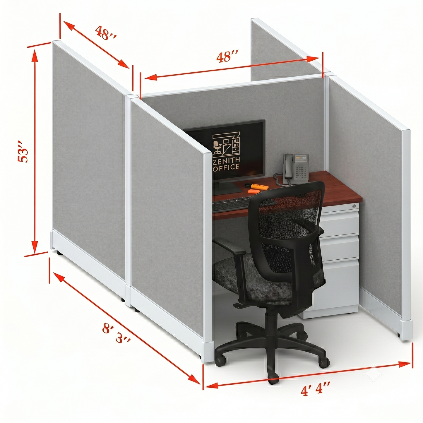 Office Cubicle Desk 53H 2pack Cluster