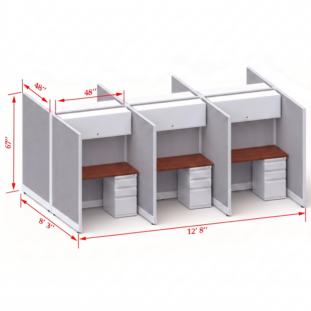 Cubicle Stations 67H 6pack Cluster