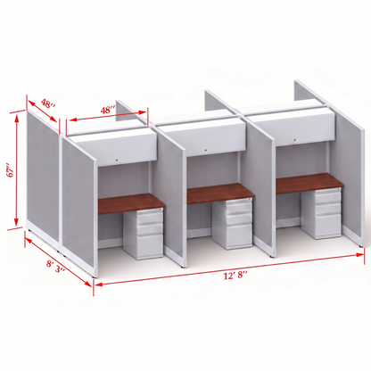 Cubicle Stations 67H 6pack Cluster