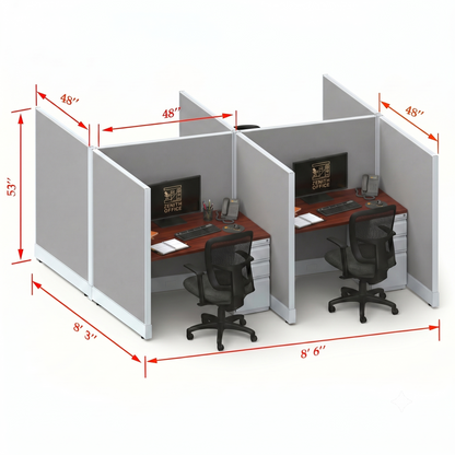 Office Cubicle Desk 53H 4pack Cluster