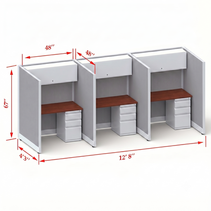 Cubicle Stations 67H 3pack Inline