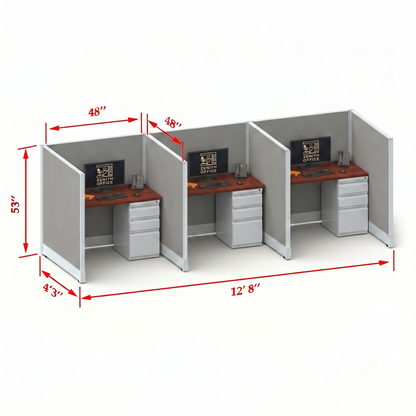 Office Cubicle Desk 53H 3pack Inline