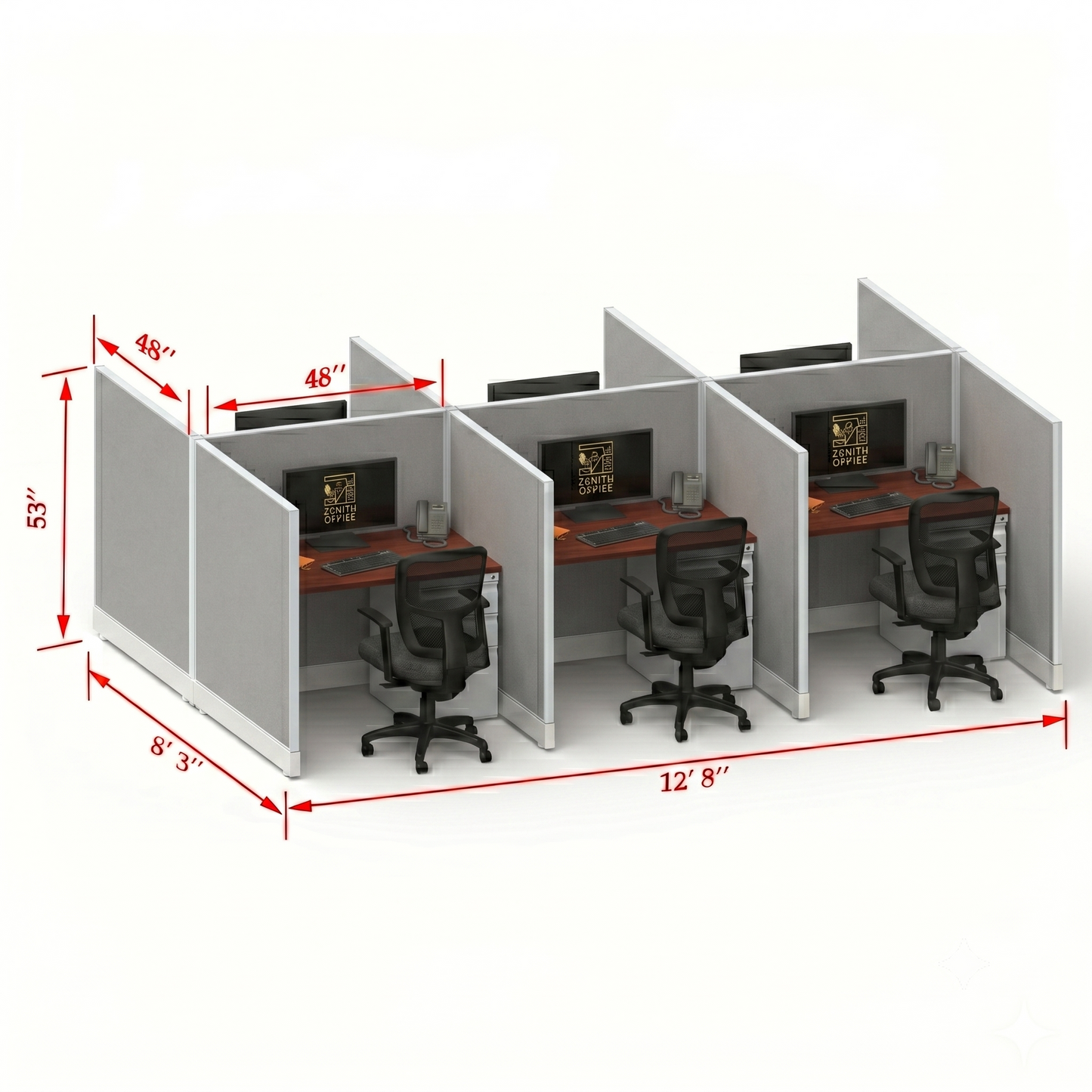 Office Cubicle Desk 53H 6pack Cluster