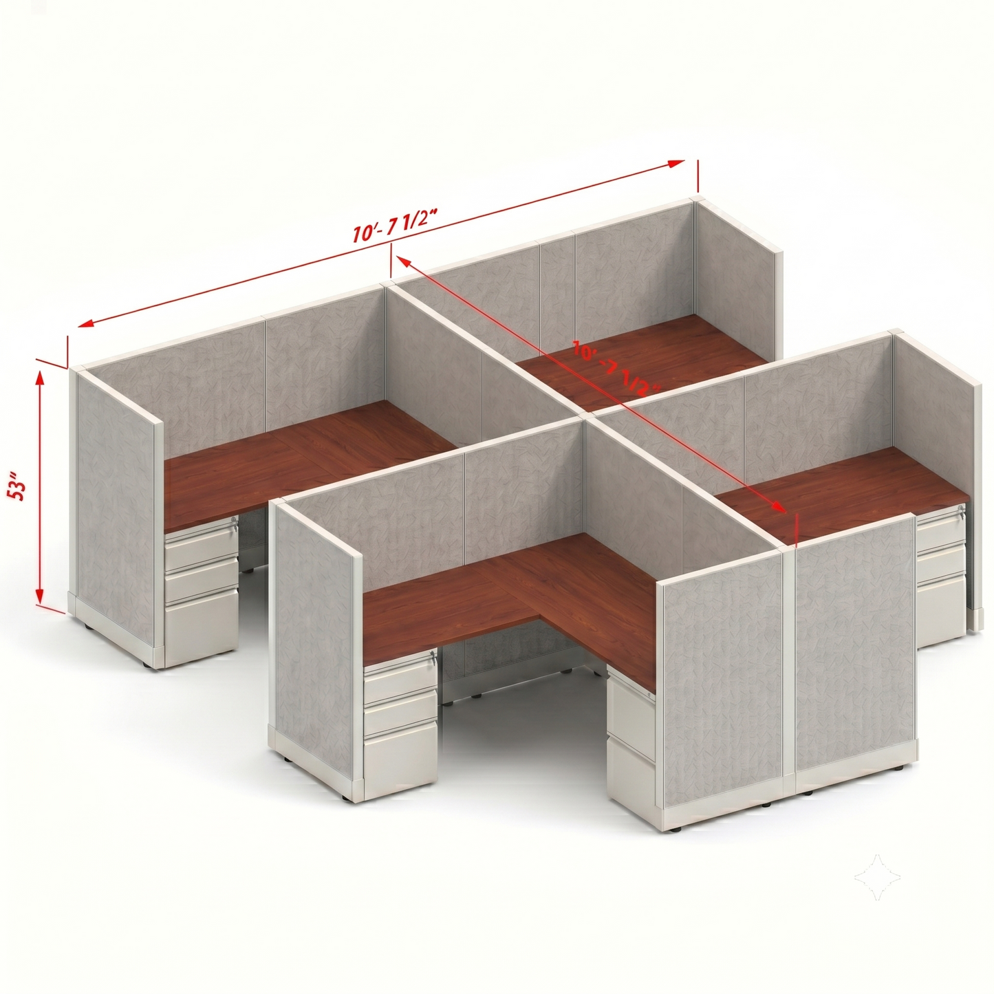 Workstation Desk 53H 4pack cluster