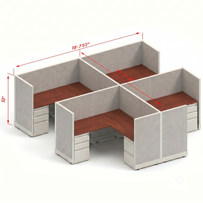 Workstation Desk 53H 4pack cluster